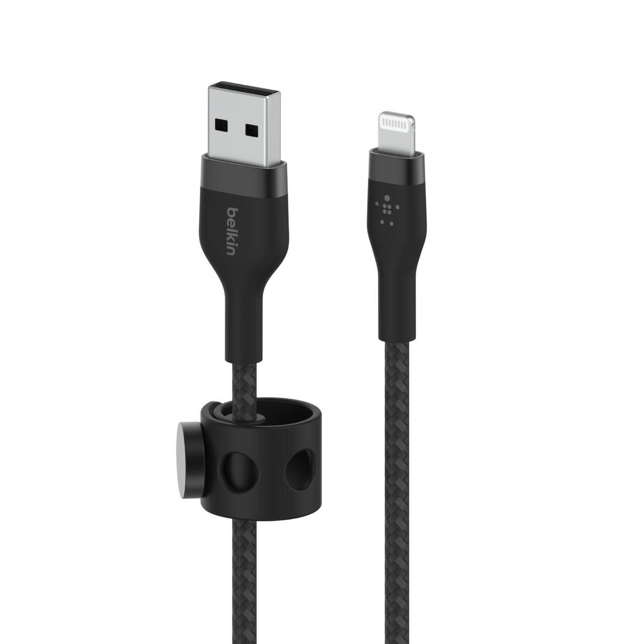 Belkin BoostCharge Pro Flex USB-A Kabel mit Lightning Connector (3m, Schwarz) Belkin BoostCharge Pro Flex USB-A Kabel mit Lightning Connector (3m, Schwarz)